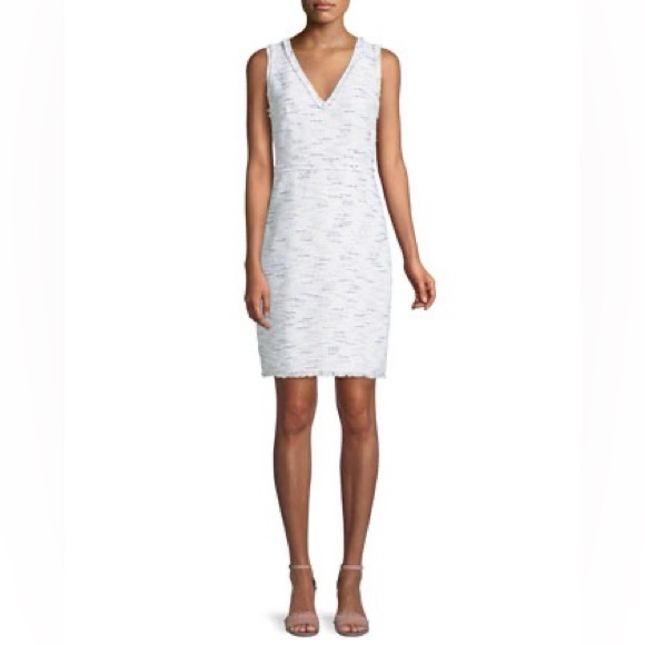 NWOT Kate Spade Plunge Neckline Bouclé Mini Dress multi-tweed sheath XXS - Picture 5 of 15